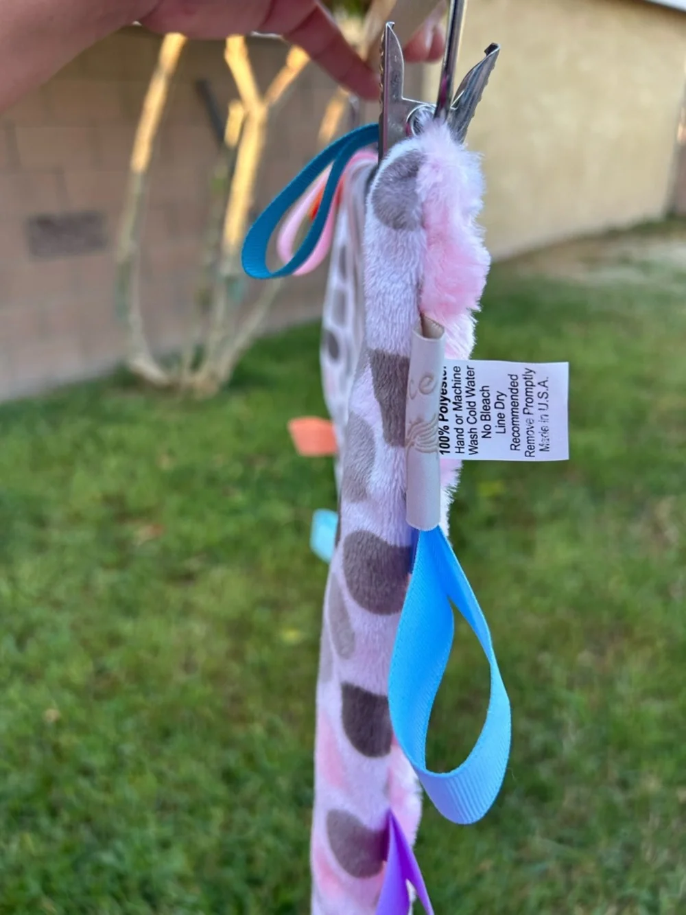 Plush Pink Tag Sensory Lovey Blanket for Kids - Soft Comfort
